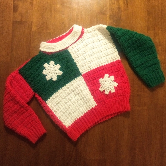 Handmade Other - Kids Ugly Christmas Sweater Crocheted Snowflakes